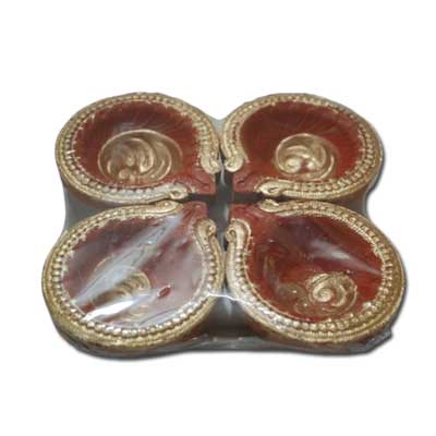 "Designer Earthen diyas  - 4 pieces - Click here to View more details about this Product